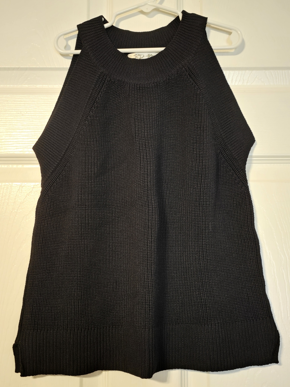 RD Style Black Ribbed Knit High-Neck Tank
